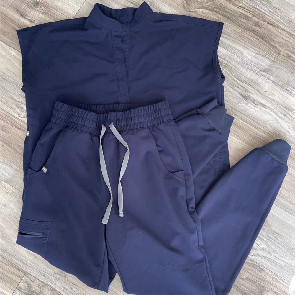FIGS Navy Rafaela and Zamora High Waisted Tall XS Set